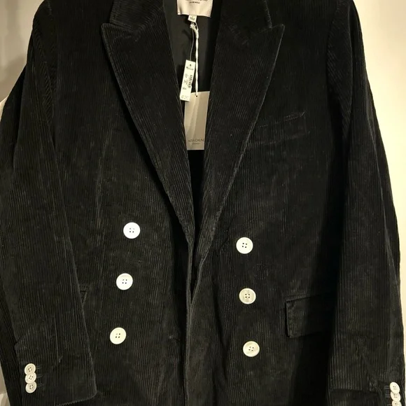 Alexa Chung x Madewell Black Double-Breasted Blazer in Corduroy Oversized Sz. 4 - Picture 2 of 8